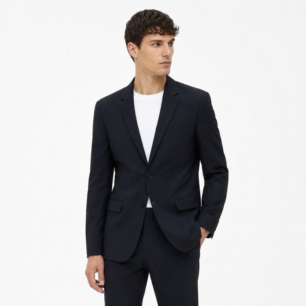 Theory Xylo NP UOMO Black Wool Blend Blazer Size 38 Regular Quiet Luxury Classic